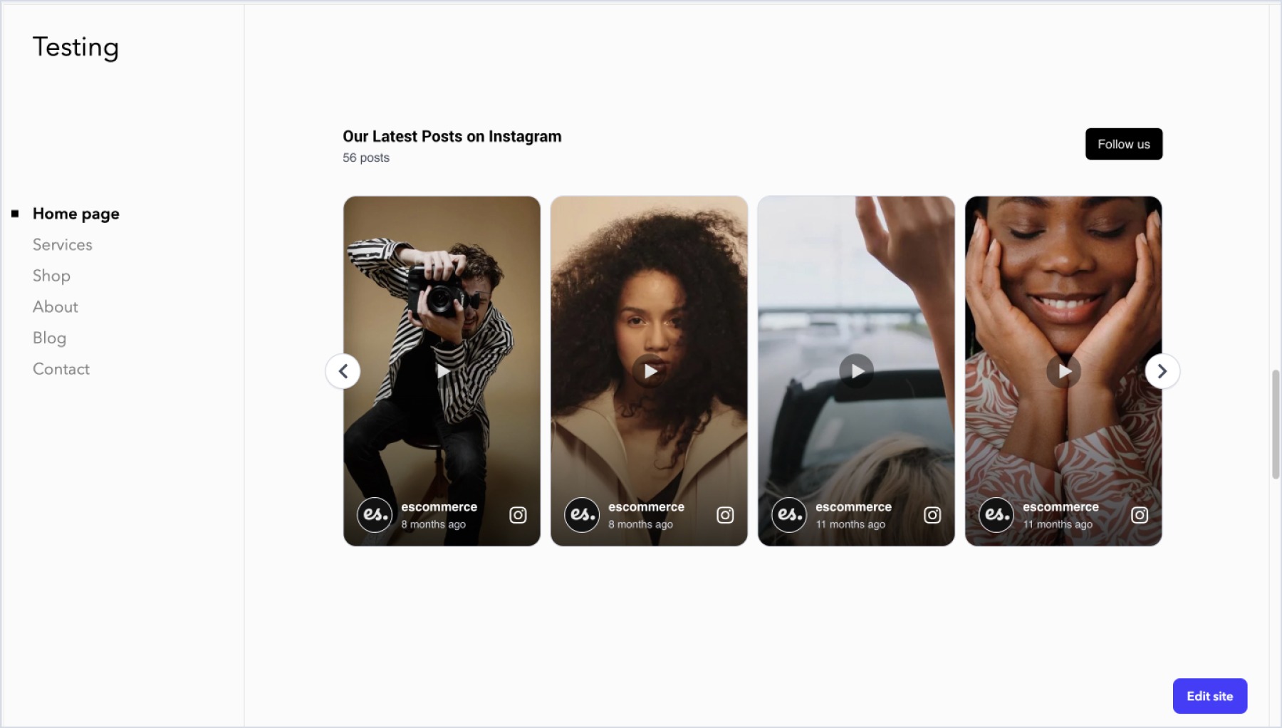 Voogに埋め込まれたInstagramウィジェット