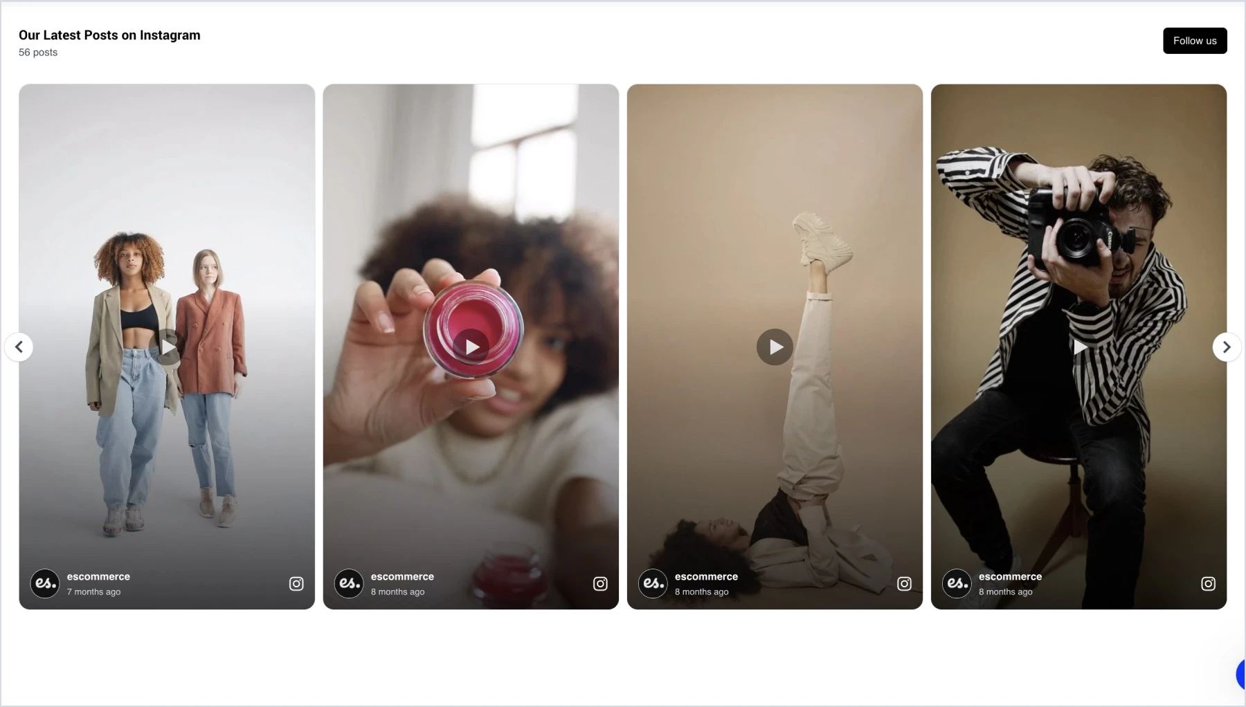 Instagram widget embedded in Brizy