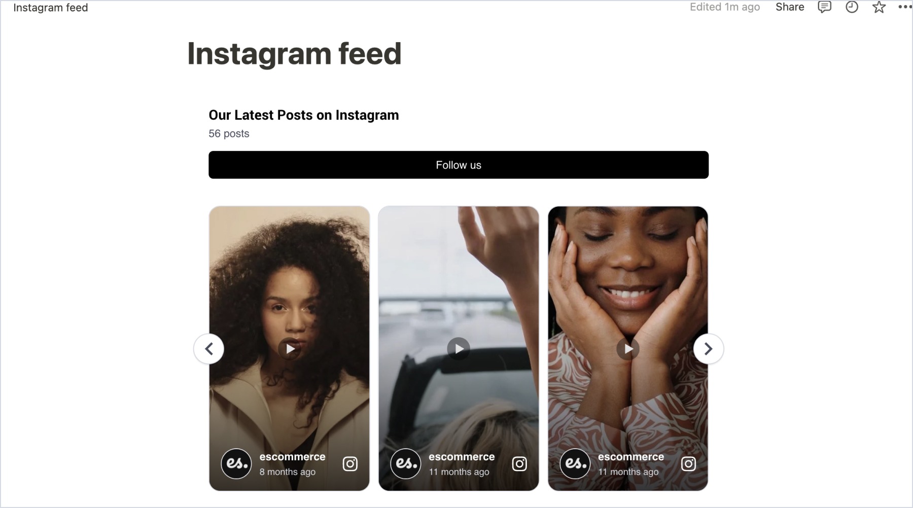 Notionのドキュメントに埋め込まれたInstagramウィジェット