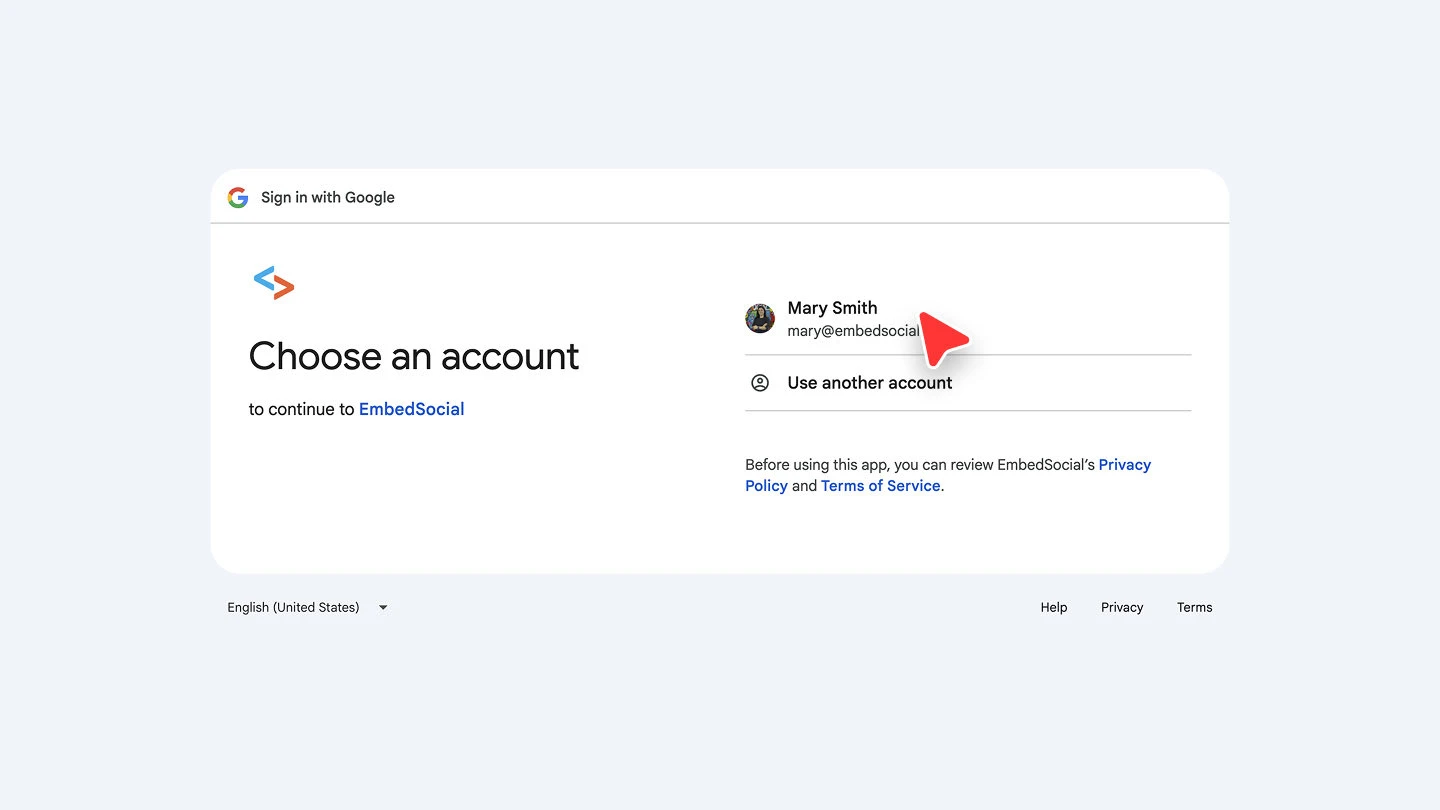 The Google permission screen shown while connecting the account