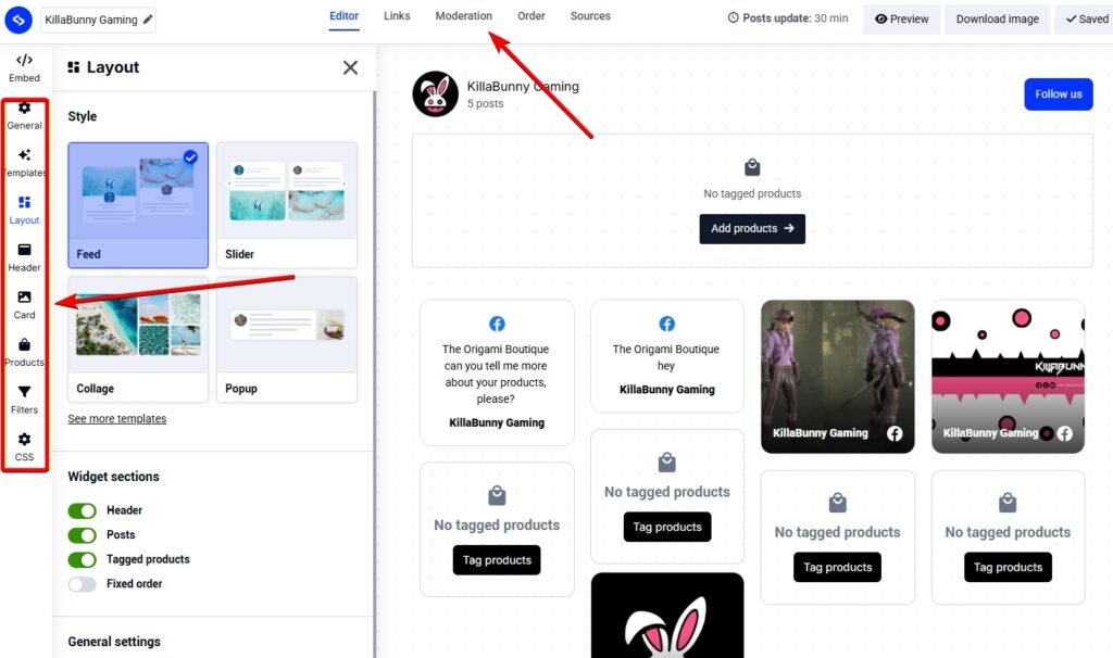 customize embedsocial facebook widget