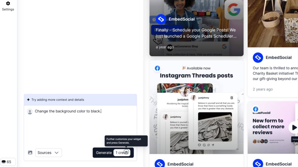 customizing ai widget template in embedsocial
