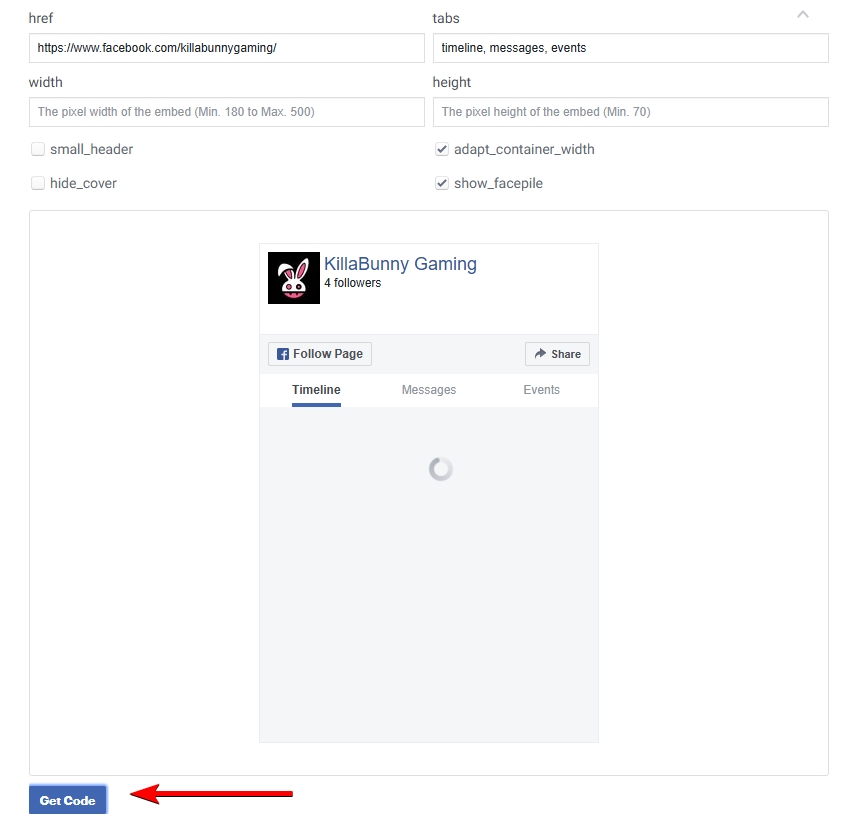 using the facebook page plugin service