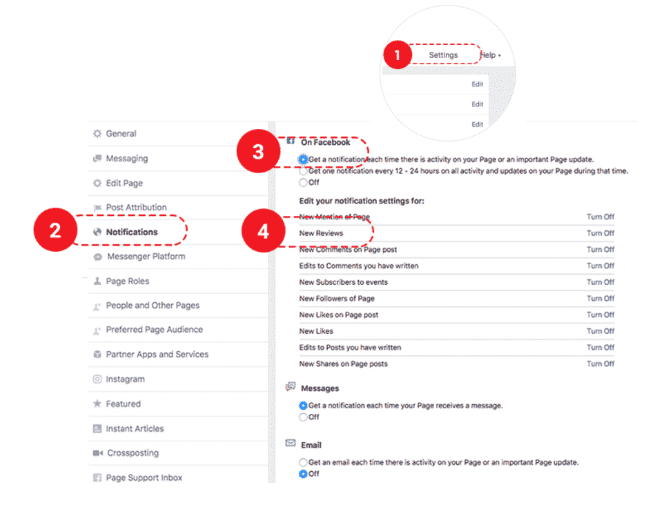 facebook reviews settings