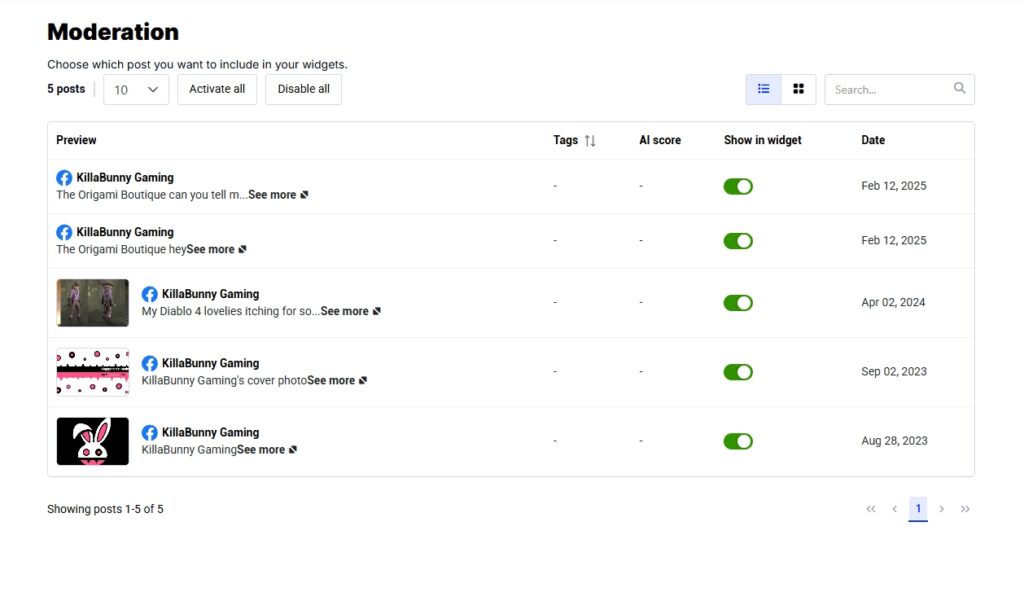 embedsocial widget moderation tab