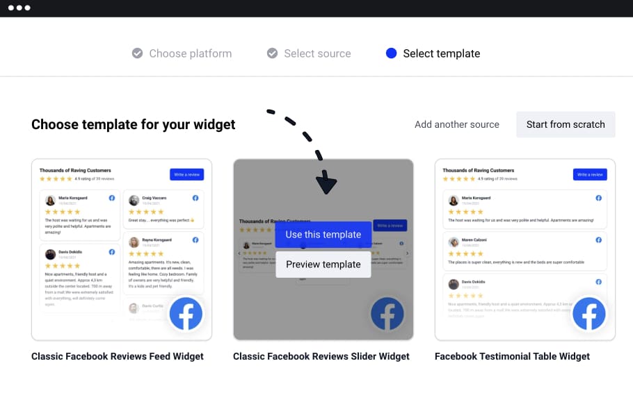 Facebook reviews widget templates
