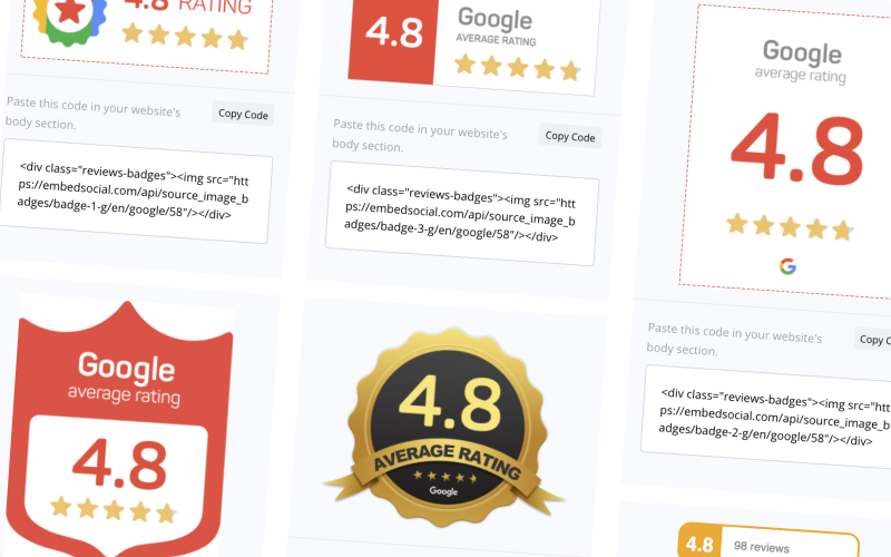 Embed Google reviews web rating badge