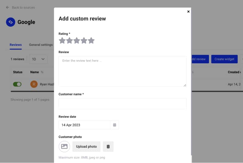 manually add Google reviews on your website