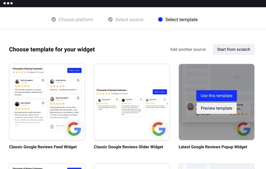choose a Google reviews widget layout