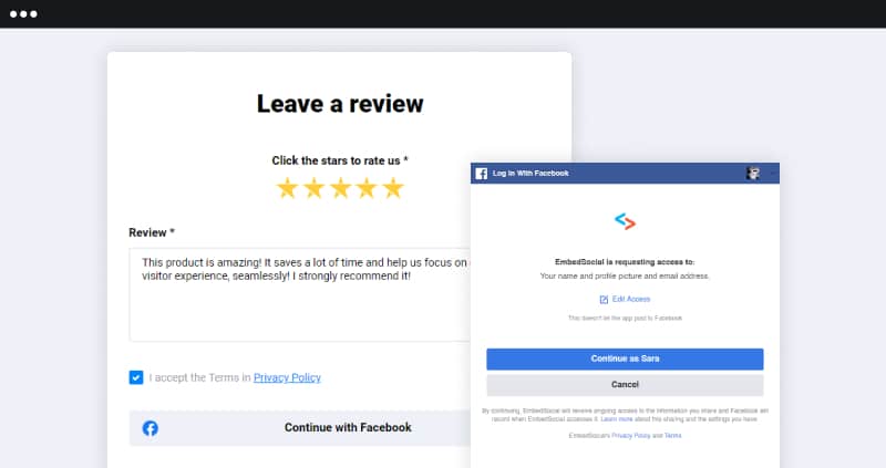 authenticate reviews with Facebook login