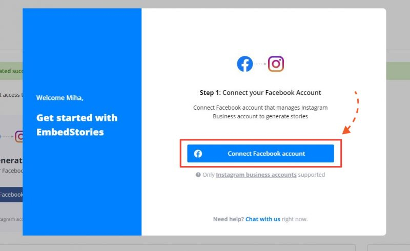 connect facebook account