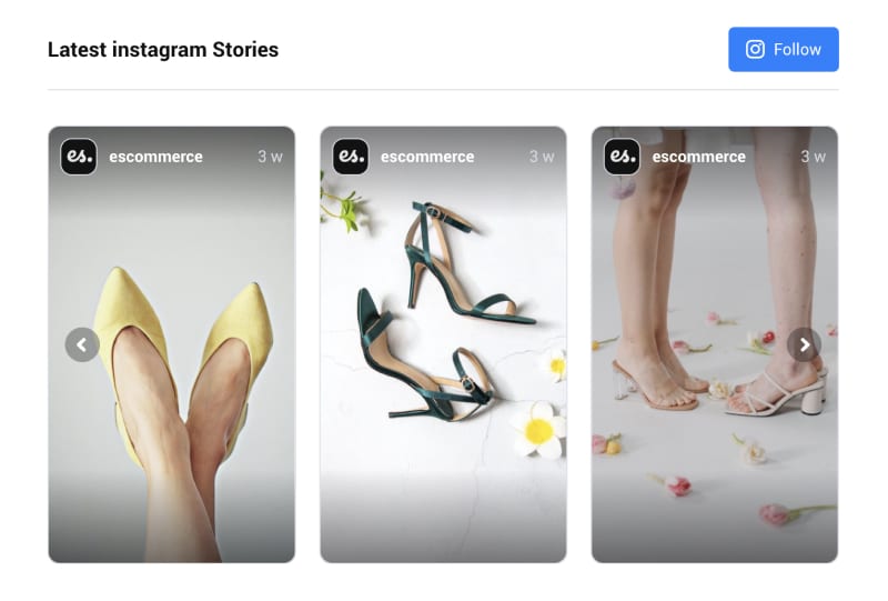 Instagram stories widget example