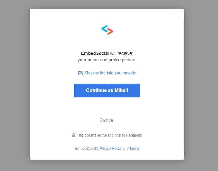 allow facebook permissions