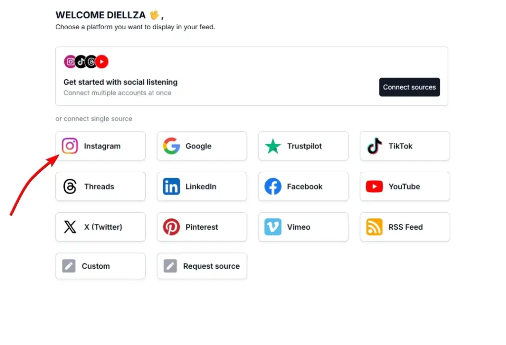 adding instagram as a source in embedsocial