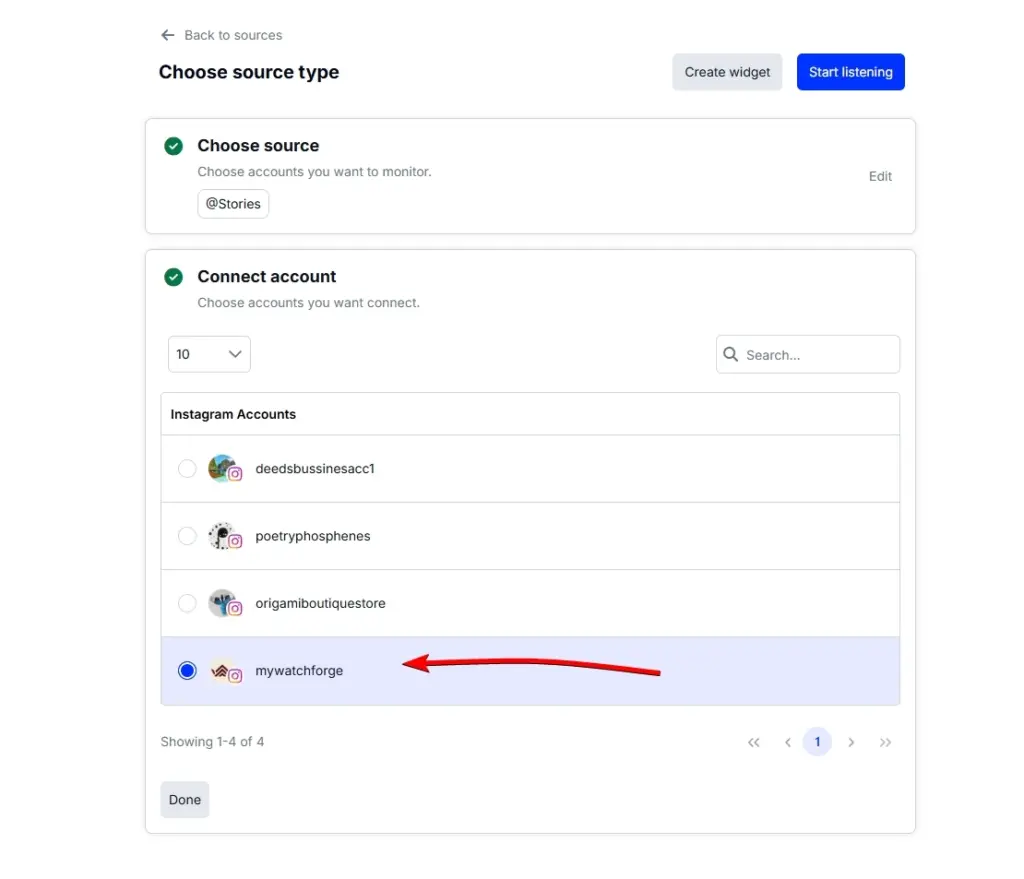 selecting instagram stories as a source in embedsocial