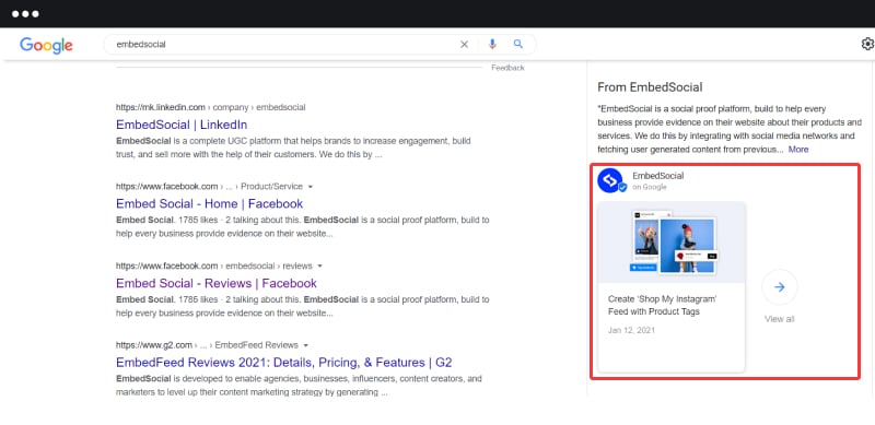 Google post live example