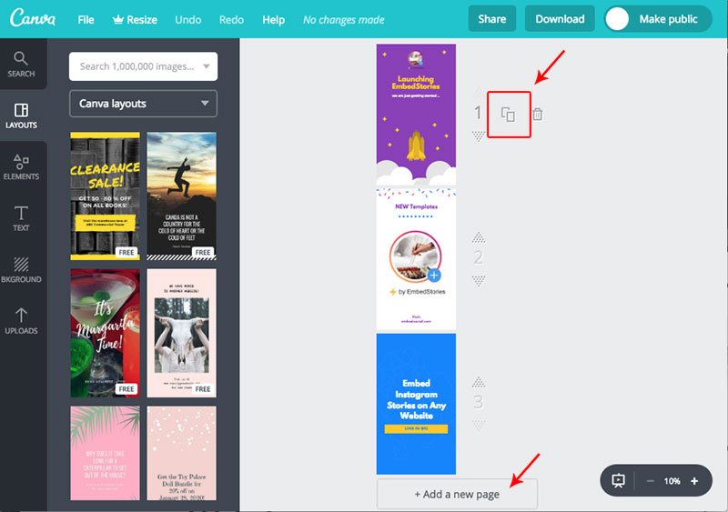 Add story page in Canva