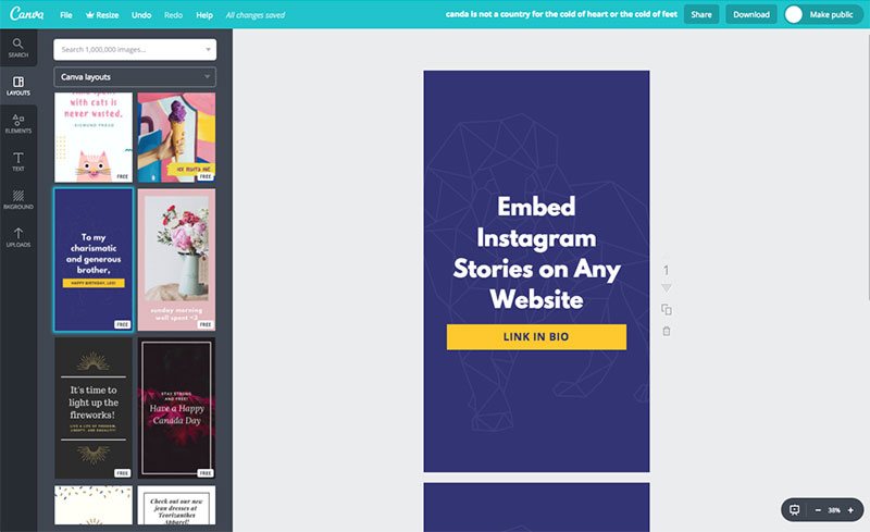 Design instagram story in Canva