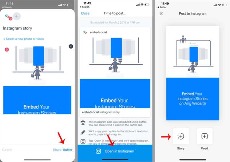 Post Instagram story with Buffer