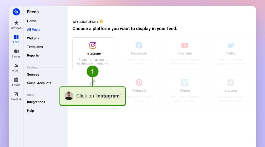 Select Instagram as a source to generate Instagram posts