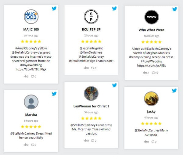 Generate and embed Twitter reviews