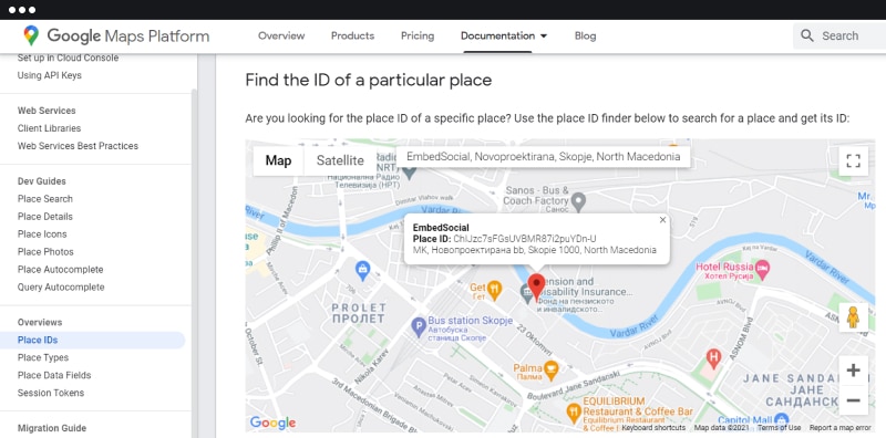 google maps platform place id page