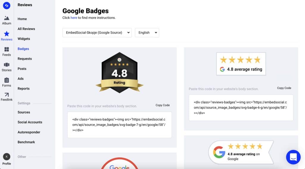 google reviews badges