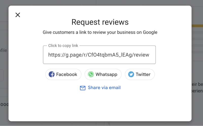 share Google reviews form link