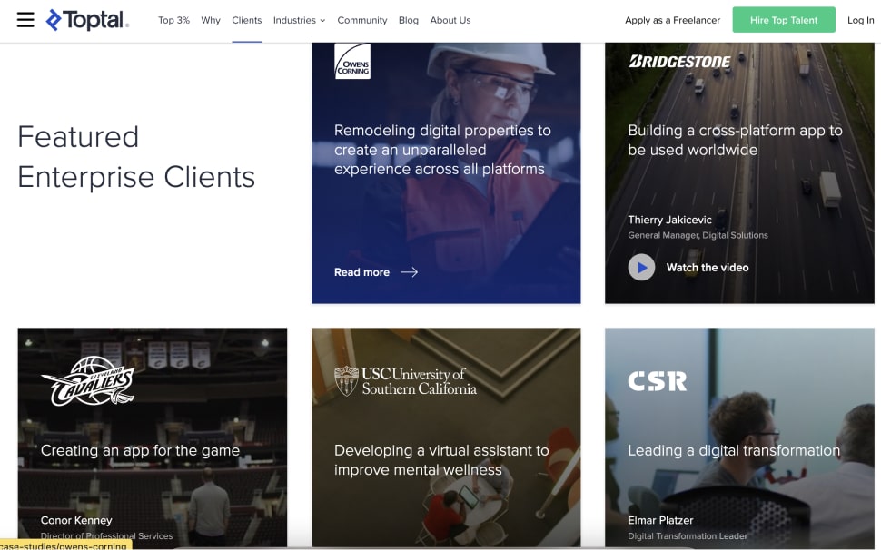 clients page by TopTal