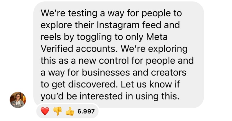 Adam Mosseri describes the new Meta verified feed