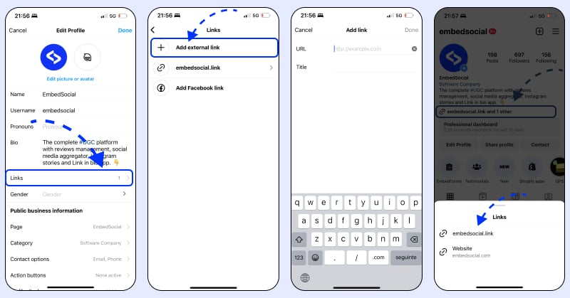 Multiple links in Instagram bio
