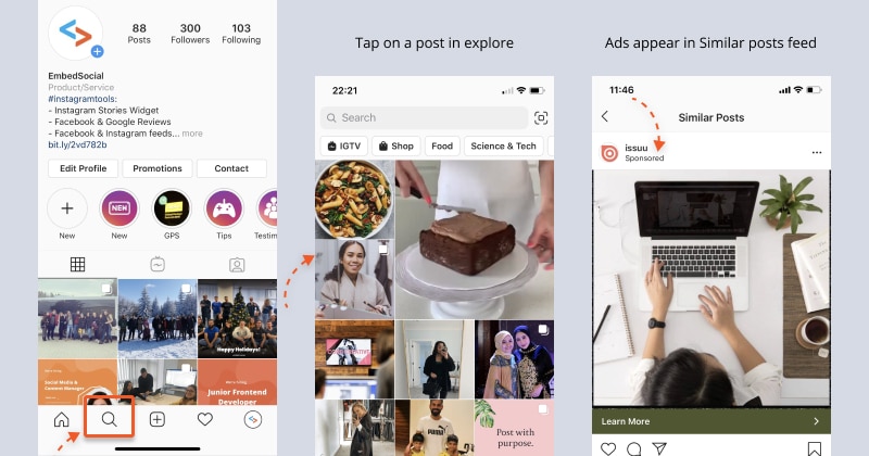 show Instagram ads in Explore tab