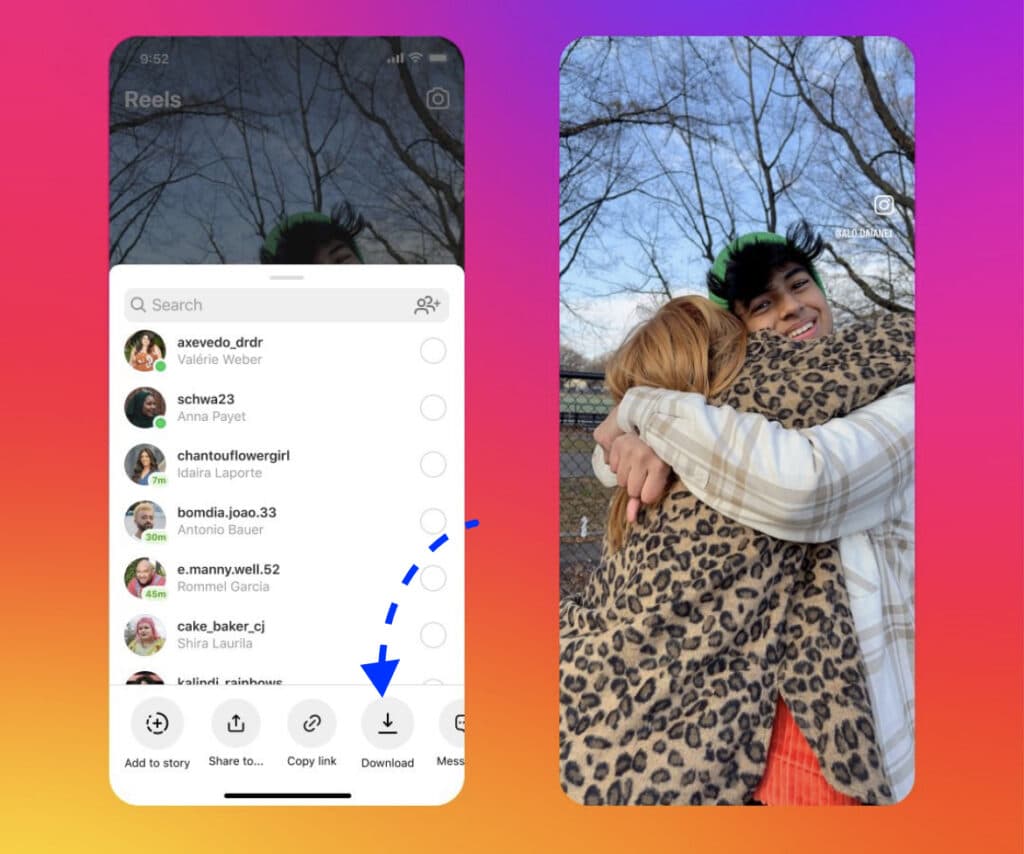 option to download Instagram Reels