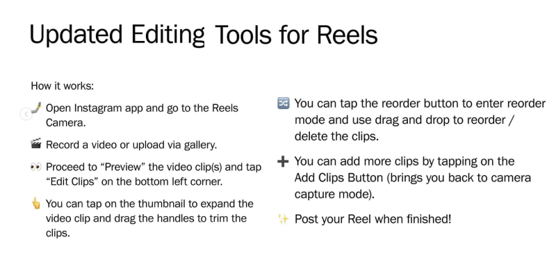 new editing tools for Instagram Reels