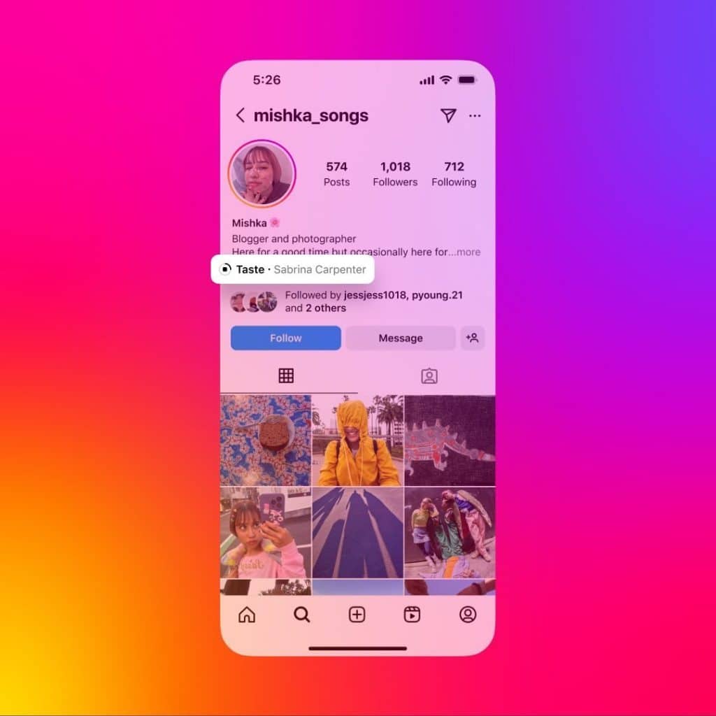 Adding songs on Instagram profile