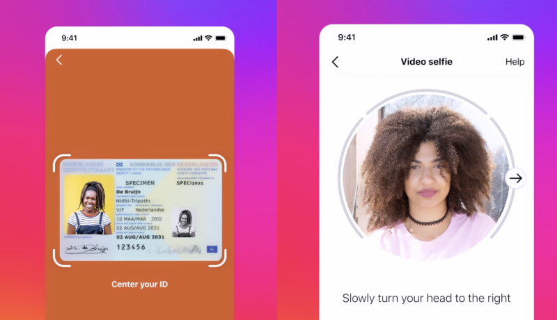 verify age on Instagram with card or video selfie