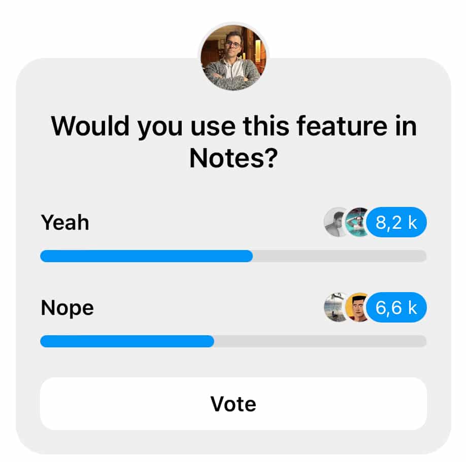 Poll about Instagram users wanting to add location in Notest
