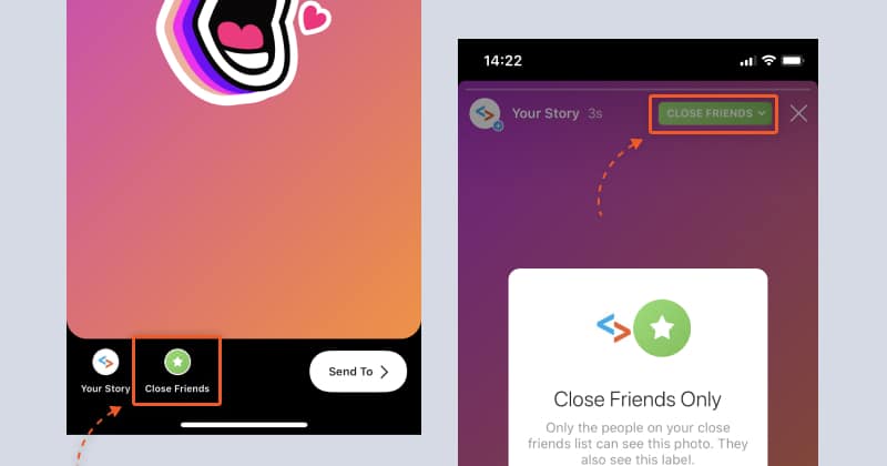 share Instagram story with close friends
