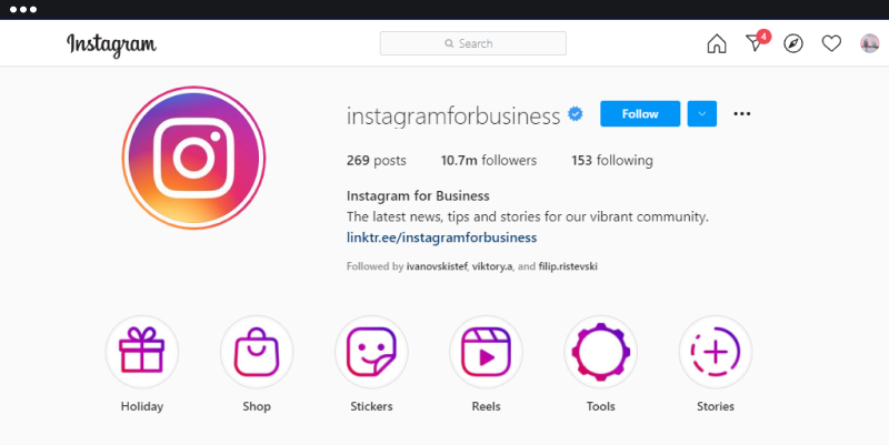 instagram cho biểu tượng trang bìa doanh nghiệp