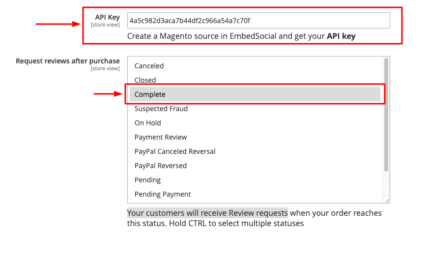 EmbedSocial Magento API key