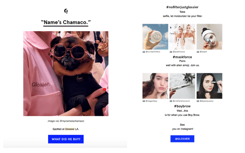 UGC emails by Glossier