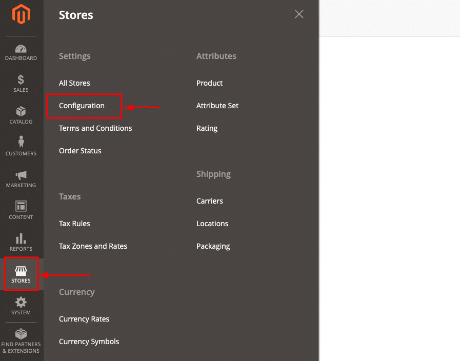 Magento store configuration