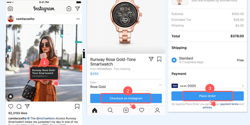 Instagram checkout process