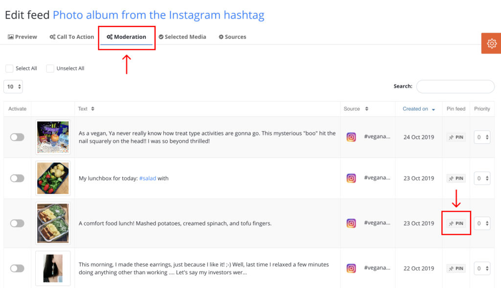 pin post in feed