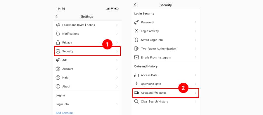 remove apps instagram security