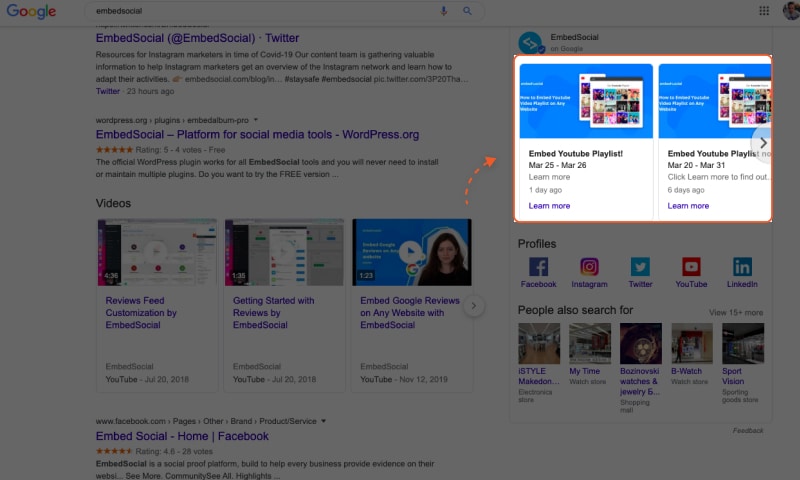 Google posts on desktop