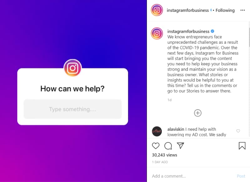 Question post Instagram