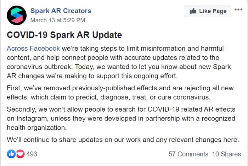 remove covid19 effects spark ar