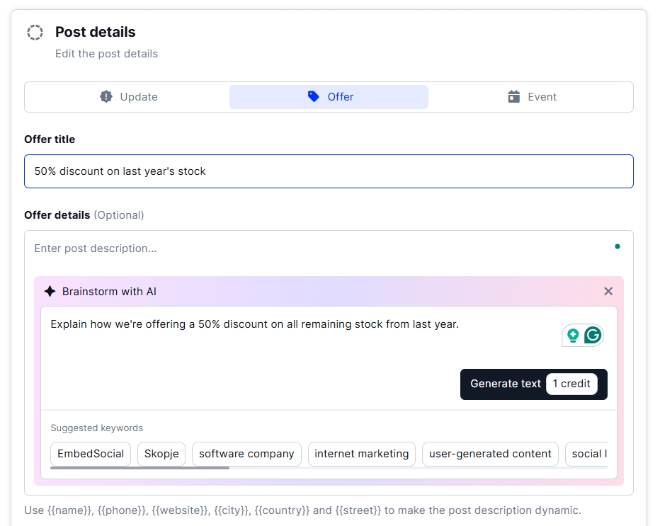 embedsocial ai description writer