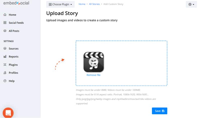 upload custom video story slide